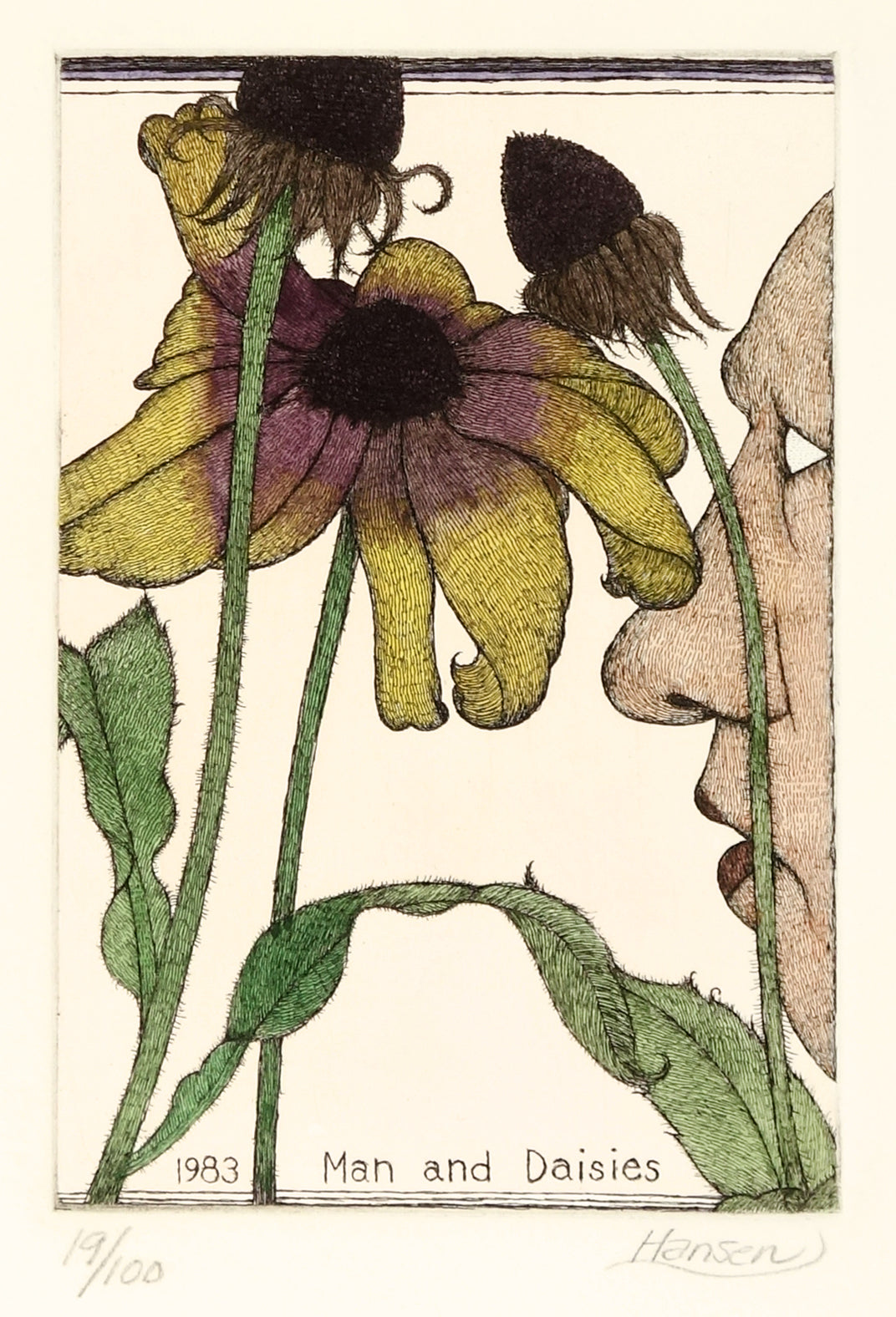Man and Daisies by Art Hansen - Davidson Galleries