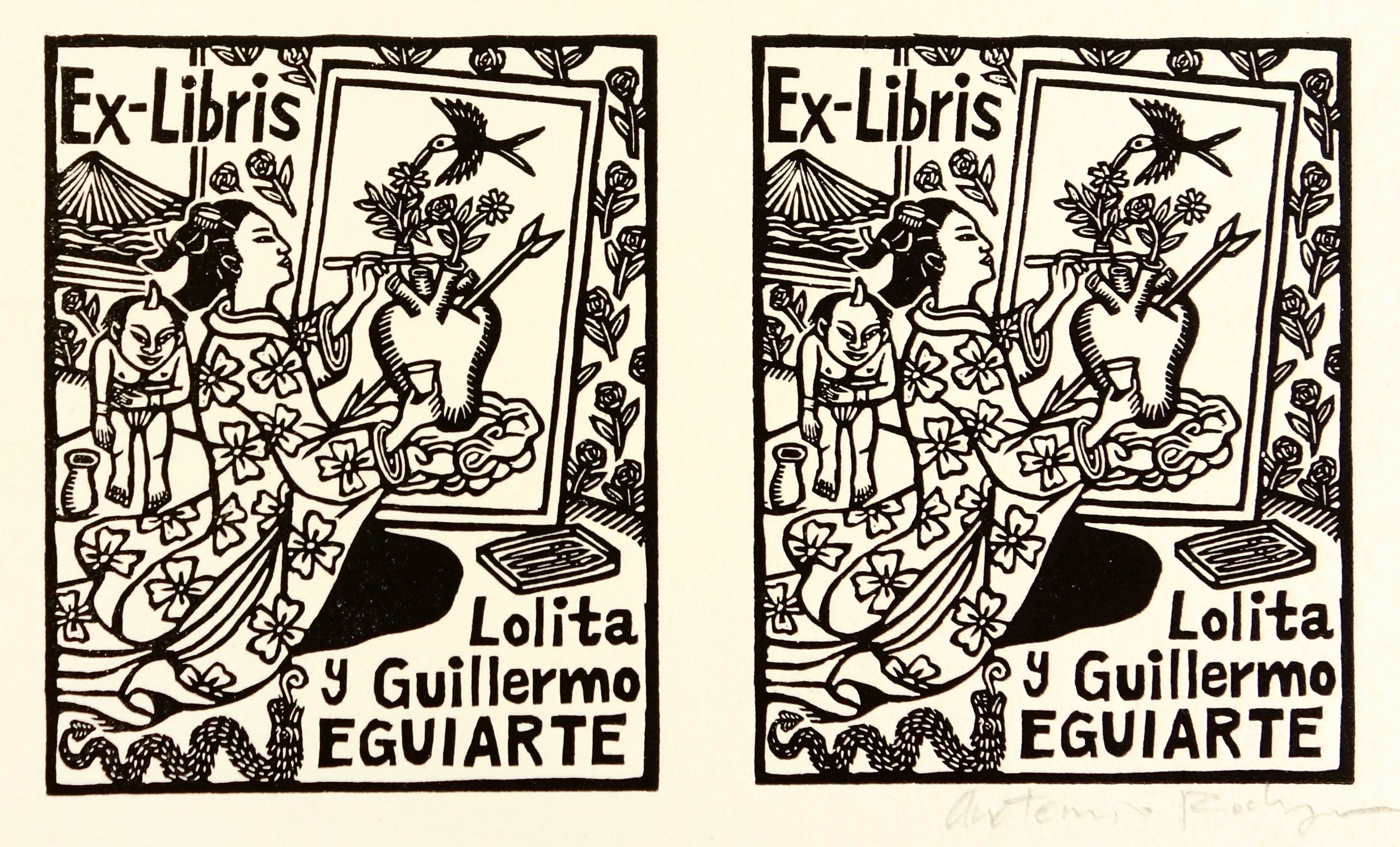 Lolita y Guillermo Eguiarte (Ex Libris) by Artemio Rodriguez - Davidson Galleries