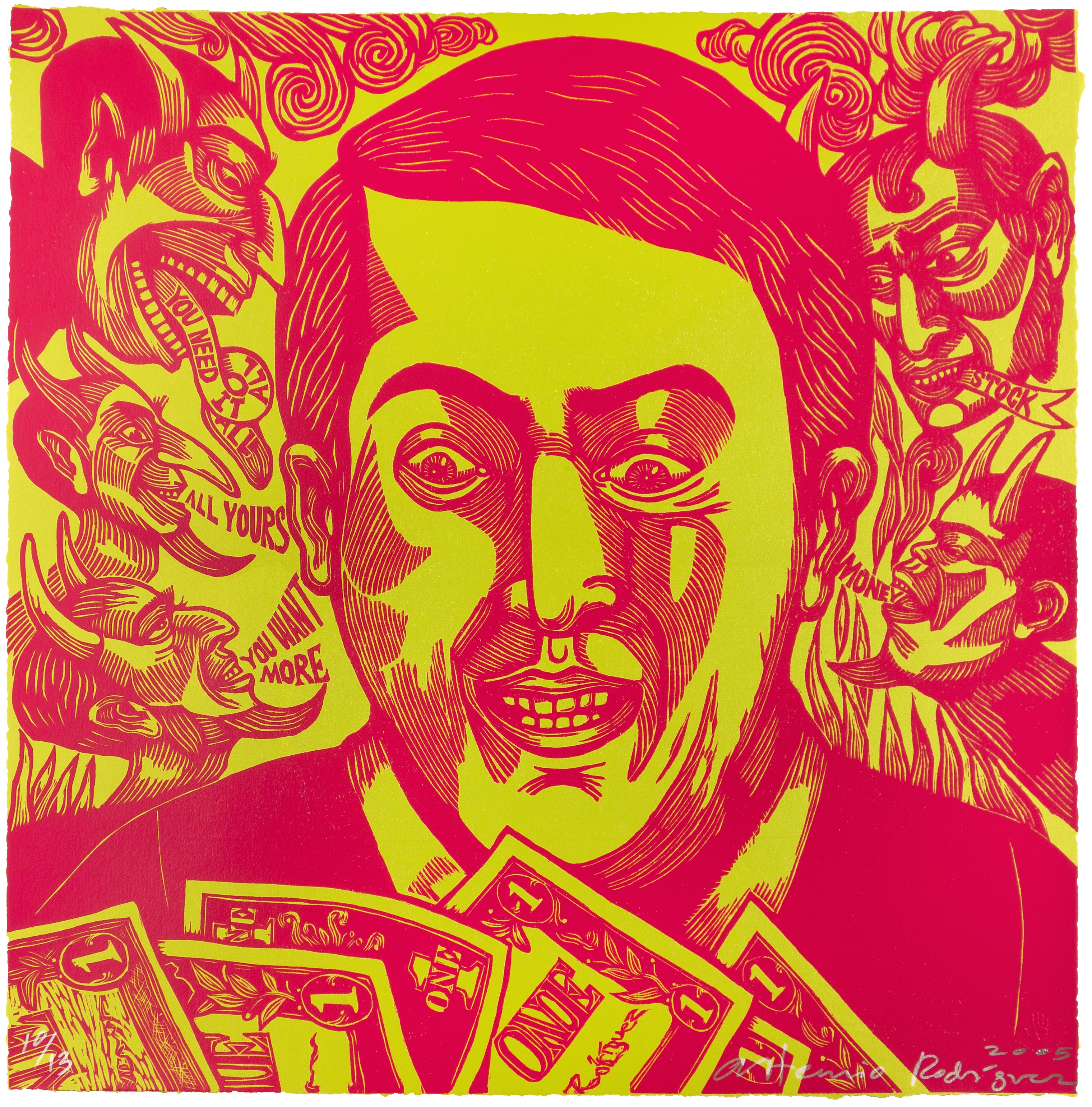 Avaricia (large green and pink) by Artemio Rodriguez - Davidson Galleries