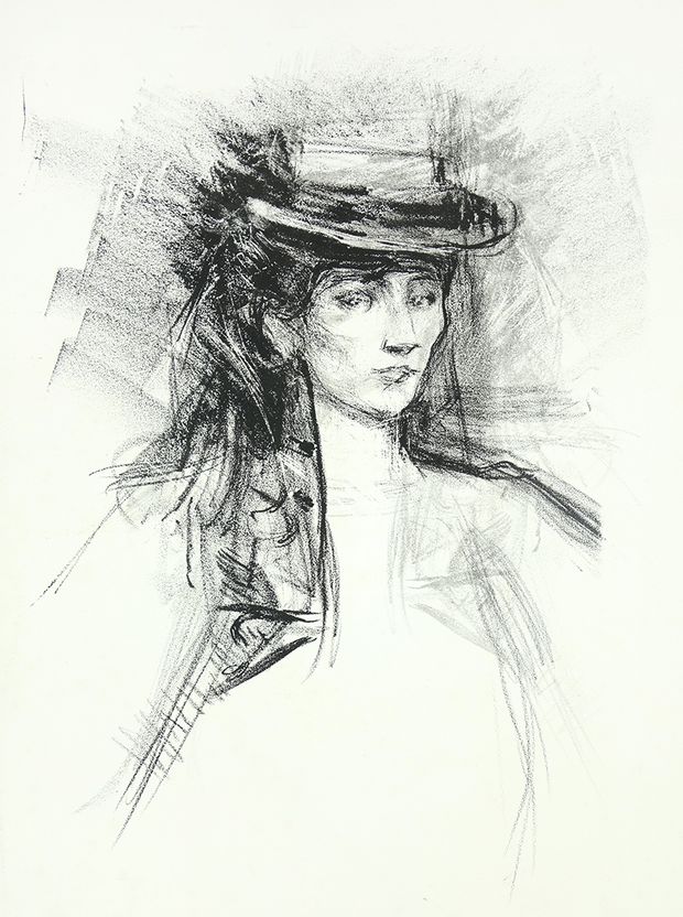 Unidentified Sitter (Woman wearing hat, facing front) by Albert de Belleroche - Davidson Galleries