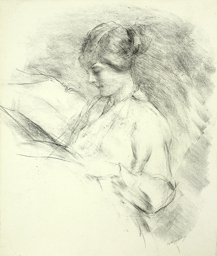 Unidentified Sitter (Woman Reading Book) by Albert de Belleroche - Davidson Galleries