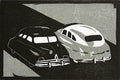 Two Cars, Coming and Going