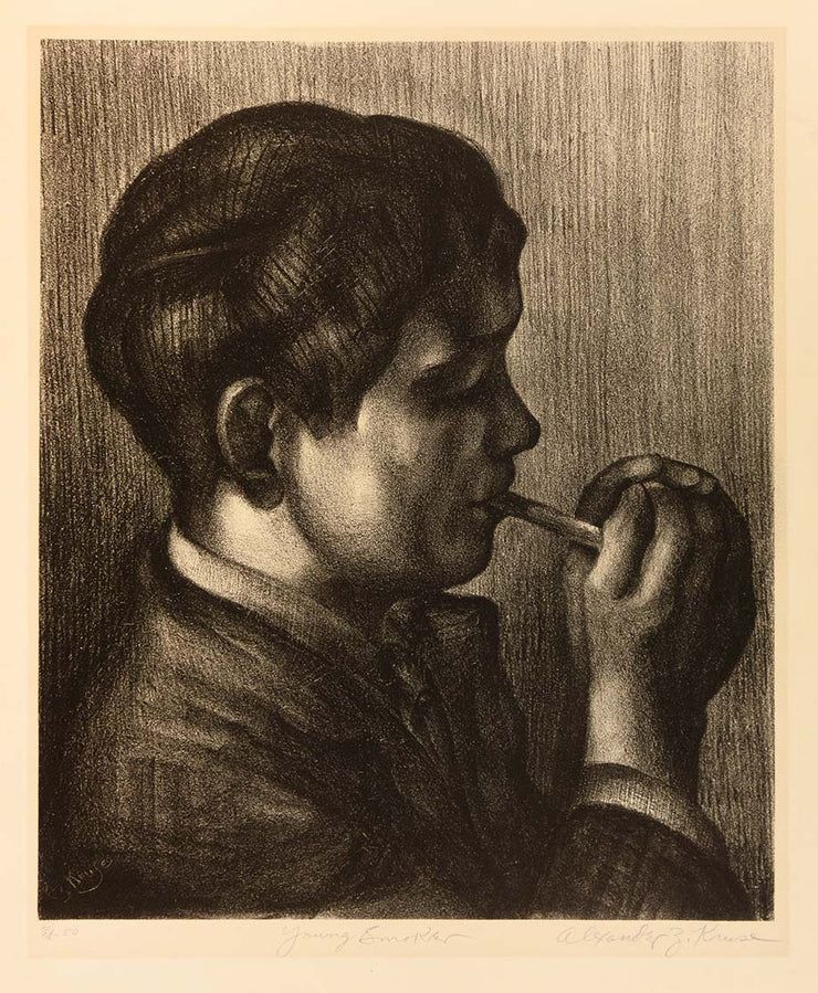 Young Smoker by Alexander Zerdin Kruse - Davidson Galleries